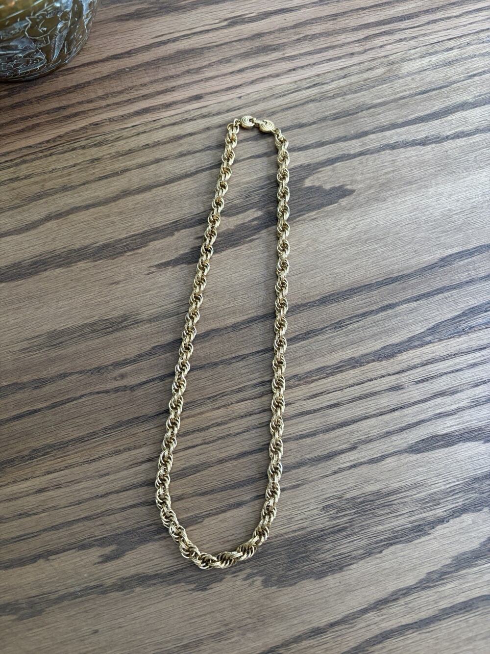 Vintage 1980s Monet Fashion Necklace Gold Rope Necklace Gold Tone